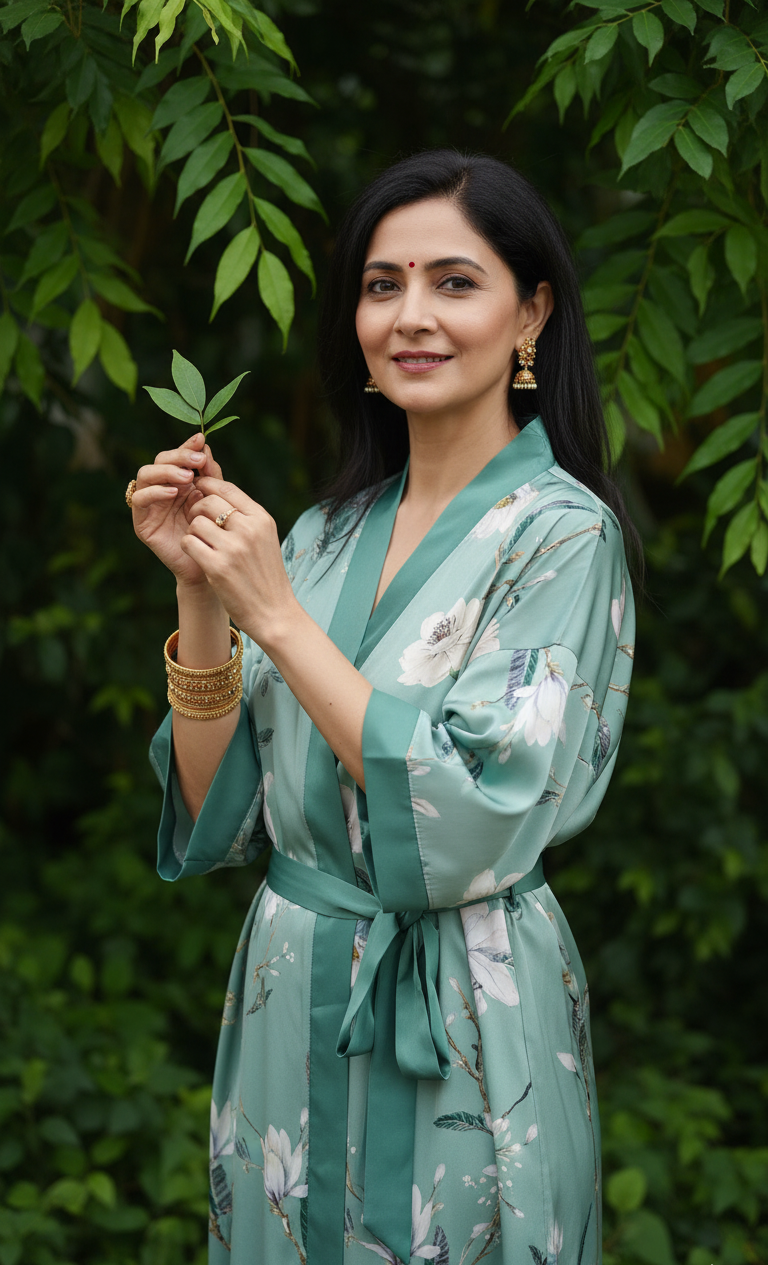 Kimonos florales de satén charmeuse. Elegantes, románticos y con frescura siempre viva, ideales como batas chic o prendas sofisticadas para mujer.